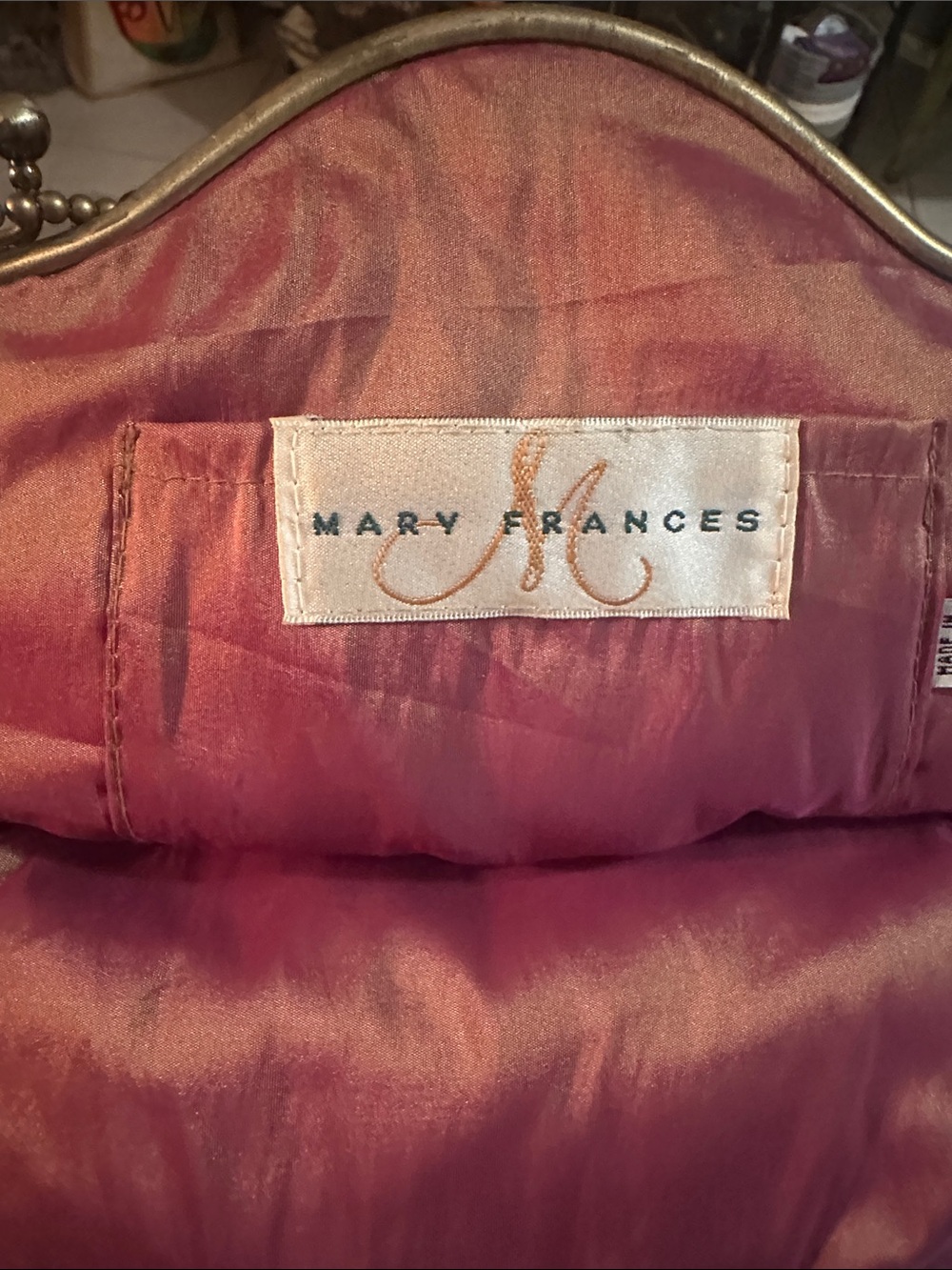 Mary Frances Pink Satin-Lined Evening Frame Bag - Picture 2 of 5